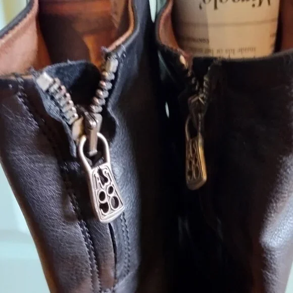 A.S.98 Carlyle Tall boots 38 7.5 Burgundy Black Leather Biker - Picture 12 of 13